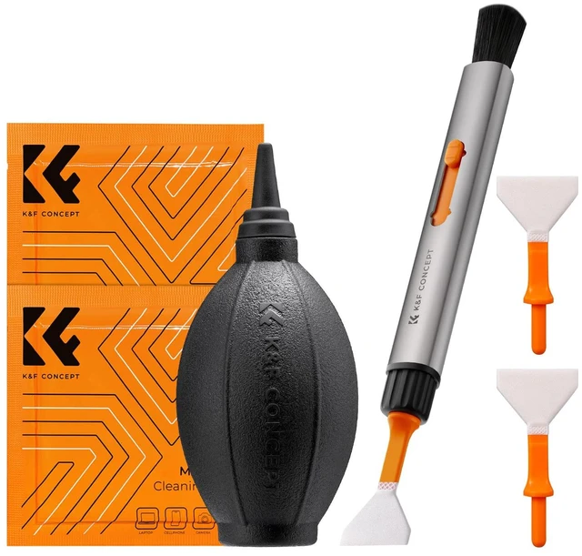 Main image of K&F CONCEPT 6 in 1 Camera Cleaning Kit for Canon Nikon Camera Clean | Full Frame Cleaning Wand X2,Strong Blower,Microfiber Cleaning Cloth X2 Machine Washable and Reusable,Replaceable Cleaning Pen