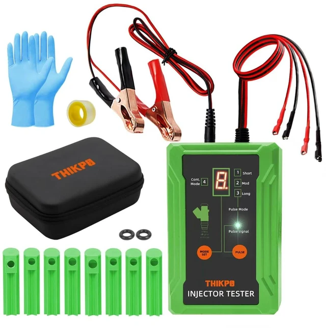 Main image of THIKPO Universal Fuel Injector Tester Cleaner Tool Kit, DIY Cleaning Tool | 8 Pulse Modes, 4 Wire Dual Channel for 2 Injectors, 8 Size Adapters, 12V/5V Dual Drive Voltage