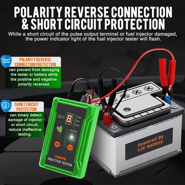 Alt view image 7 of 7 - THIKPO Universal Fuel Injector Tester Cleaner Tool Kit, DIY Cleaning Tool | 8 Pulse Modes, 4 Wire Dual Channel for 2 Injectors, 8 Size Adapters, 12V/5V Dual Drive Voltage