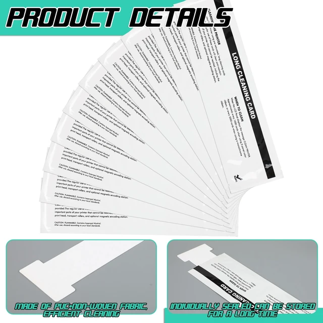 Alt view image 3 of 5 - Feifeiya Set of 10 Cleaning Cards Kit for ID Card Printer | Daily Maintenance with Cleaning Kit, Keep Printing Performance, Print Head Clean, Extends Device Life