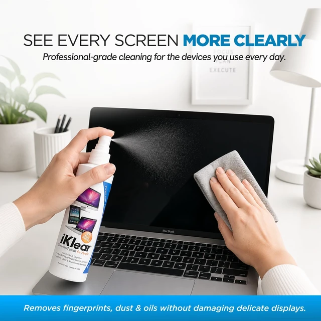 Alt view image 7 of 7 - IKlear Spray Bottle (8oz) - Screen Cleaner - TV, Computer, Phone & Tablet Cleaner - Made in USA