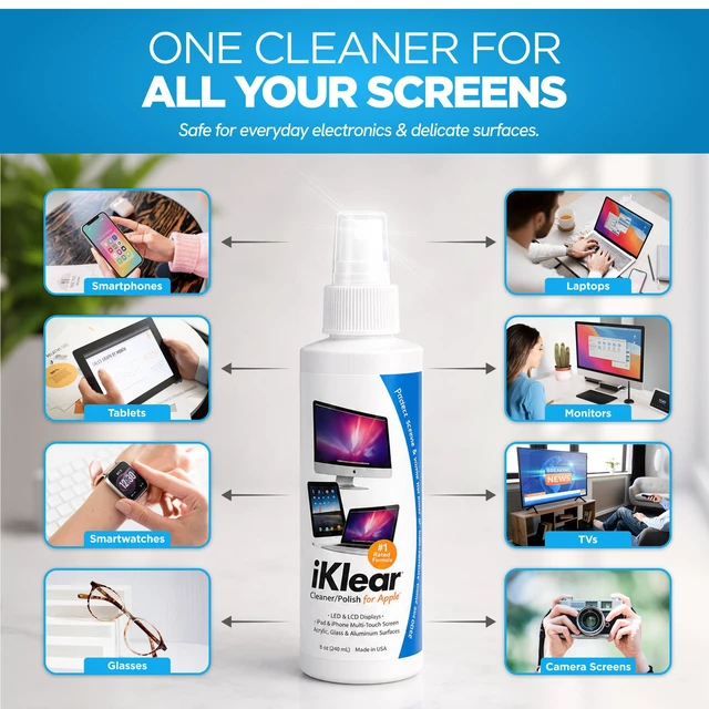 Alt view image 4 of 7 - IKlear Spray Bottle (8oz) - Screen Cleaner - TV, Computer, Phone & Tablet Cleaner - Made in USA