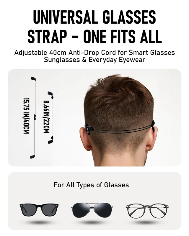 Alt view image 2 of 7 - Smart Glasses Accessories Kit for Ray-Ban & Oakley Meta with Storage Case | 6 Pairs Nose Pads + 2 Holder Pairs | Adjustable Anti-Drop Lanyard | 6 Lens Cleaning Wipes | Fits Wayfarer,Headliner & Skyler