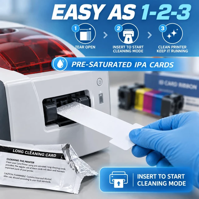 Alt view image 4 of 5 - Feifeiya Set of 10 Cleaning Cards Kit for ID Card Printer | Daily Maintenance with Cleaning Kit, Keep Printing Performance, Print Head Clean, Extends Device Life