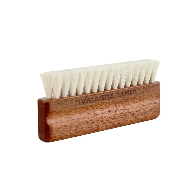Alt view image 2 of 7 - Vinyl Survival 7-in-1 Record Cleaning Kit, Premium Vinyl Record Cleaner Kit | Mahogany Hardwood, Anti-Static Velvet & Goat Hair Brushes, Stylus Brush,Cleaner Fluid,Cloth,Label Protector, Storage Pouch