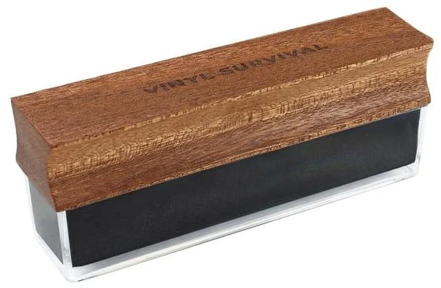 Alt view image 5 of 7 - Vinyl Survival 7-in-1 Record Cleaning Kit, Premium Vinyl Record Cleaner Kit | Mahogany Hardwood, Anti-Static Velvet & Goat Hair Brushes, Stylus Brush,Cleaner Fluid,Cloth,Label Protector, Storage Pouch