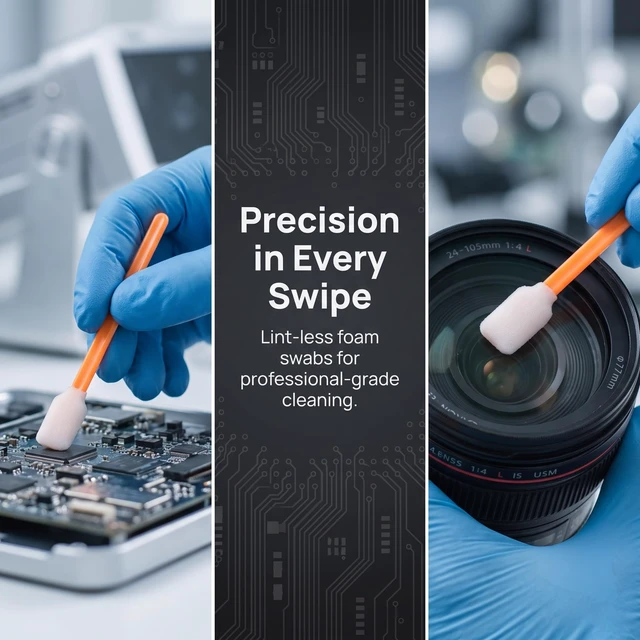Alt view image 4 of 7 - Kristen 200 PCS Lint-Free Foam Cleaning Swabs,Orange | For printer heads, rollers, ink paths, camera lenses, sensors, keyboards, vents, and precision equipment
