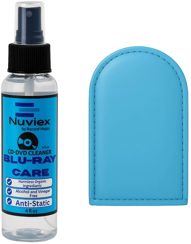 Main image of Premium Cleaner for Blu-Ray Discs - Microfiber Cloth Glove and Cleaning Solutiion Set - Safe and Gentle Anti-Static Formula Removes Dust, Smudges and Fingerprints