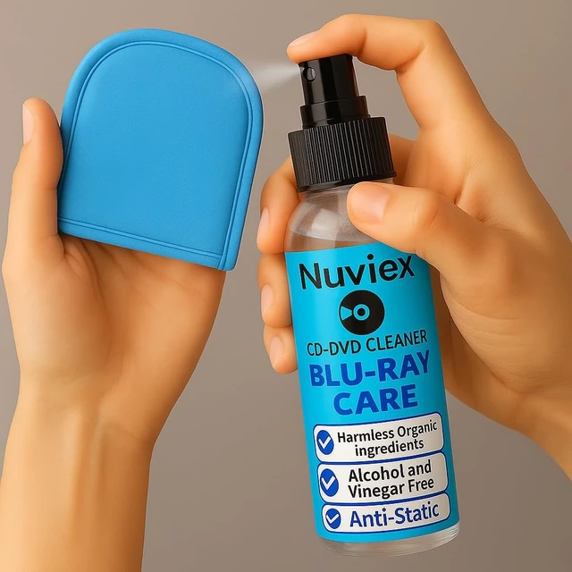 Alt view image 5 of 5 - Premium Cleaner for Blu-Ray Discs - Microfiber Cloth Glove and Cleaning Solutiion Set - Safe and Gentle Anti-Static Formula Removes Dust, Smudges and Fingerprints