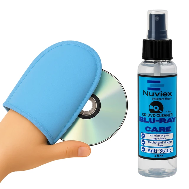 Alt view image 4 of 5 - Premium Cleaner for Blu-Ray Discs - Microfiber Cloth Glove and Cleaning Solutiion Set - Safe and Gentle Anti-Static Formula Removes Dust, Smudges and Fingerprints