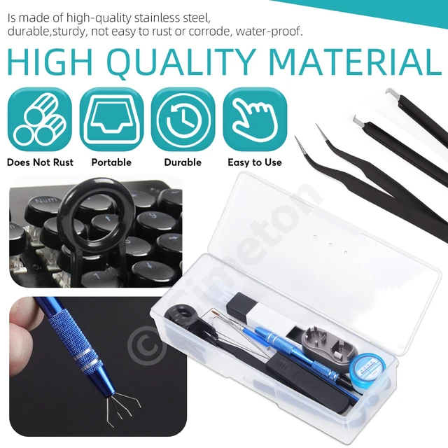 Alt view image 4 of 7 - Cimeton 13Pcs Keyboard Lube Kit Keyboard Tools with Tweezers Keycap Puller Remover, Switch Opener, Switch Puller, 4-Claw Grabber, Grease and Lube Brush Cleaning Brush for Mechanical Keyboard