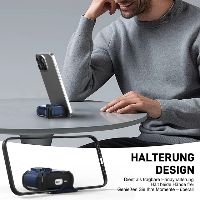 Alt view image 4 of 7 - for AirPods Pro 3 Case with Magnetic Lock, Magsafe Compatible, Dark Blue | Phone Stand Design, Automatic Snap Switch Secure Cover with Cleaning Kit & Keychain, Shockproof Protective Cover