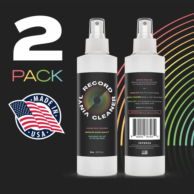 Alt view image 4 of 7 - Impresa Record Cleaner Spray Refill - 2 x 8 Fl Oz Removes Dust & Static with Vinyl Cleaning Fluid - Enhances Audio Clarity with Vinyl Record Cleaner Spray