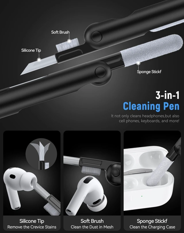 Alt view image 6 of 6 - joremx Memory Foam Replacement Ear Tips for AirPods Pro 3 (Medium)-Black | 5 Pairs Soft Noise Cancelling Replacement Earplugs with Portable Storage Case Box&Cleaning kit