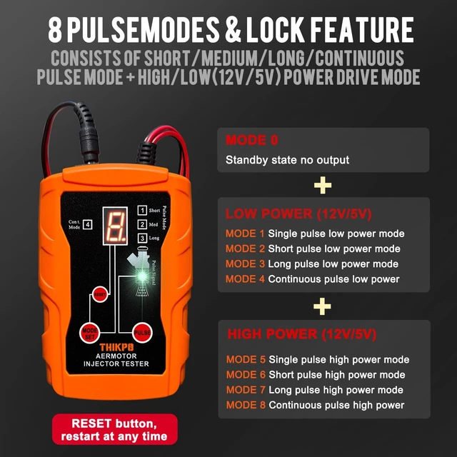 Alt view image 2 of 7 - THIKPO Fuel Injector Tester and Cleaner Tool Kit, DIY Cleaning Tool Kit | 8 Pulse Modes for Injector Tester, 2 Fuel Injectors Simultaneously Test, 4 Size Cleaning Adapters, 12V/5V Output Power