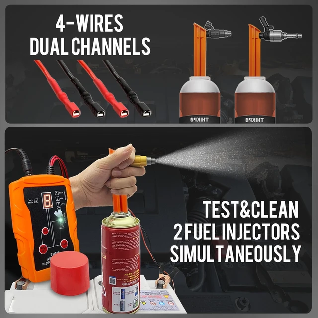 Alt view image 3 of 7 - THIKPO Fuel Injector Tester and Cleaner Tool Kit, DIY Cleaning Tool Kit | 8 Pulse Modes for Injector Tester, 2 Fuel Injectors Simultaneously Test, 4 Size Cleaning Adapters, 12V/5V Output Power