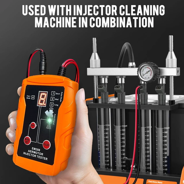 Alt view image 6 of 7 - THIKPO Fuel Injector Tester and Cleaner Tool Kit, DIY Cleaning Tool Kit | 8 Pulse Modes for Injector Tester, 2 Fuel Injectors Simultaneously Test, 4 Size Cleaning Adapters, 12V/5V Output Power