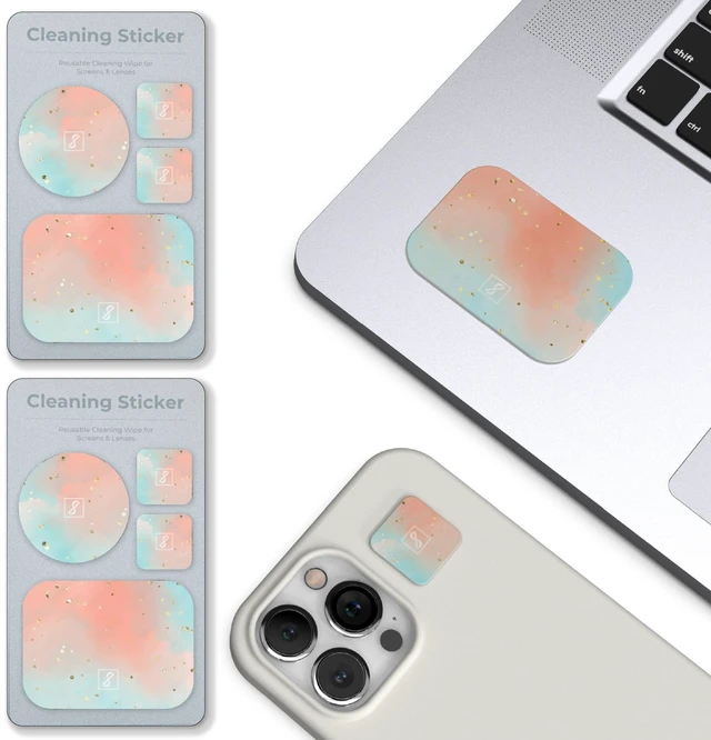 Main image of SleekStrip Portable Cleaning Sticker Pad Reusable Screen Cleaner Wipes Lens Cleaner Wipes for Phone iPad Car Touch Screen Display MacBook Computer Laptop Camera Lens Electronic TV Monitor - 2PK (8PCS)
