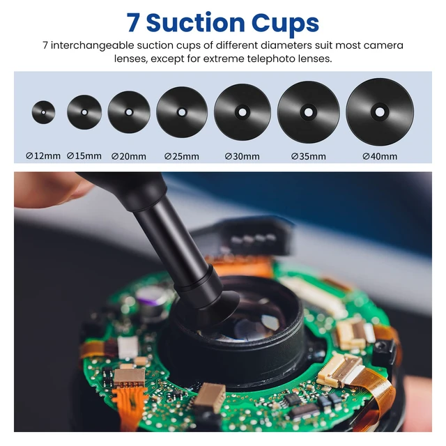 Alt view image 5 of 7 - NEEWER 8 in 1 Lens Sucker Kit, IC Pick Up Vacuum Suction Pen | 7 Interchangeable Suction Cups, Lens Repair Tool for Repair and Cleaning, Watches, and Electronic Components