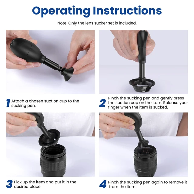 Alt view image 6 of 7 - NEEWER 8 in 1 Lens Sucker Kit, IC Pick Up Vacuum Suction Pen | 7 Interchangeable Suction Cups, Lens Repair Tool for Repair and Cleaning, Watches, and Electronic Components