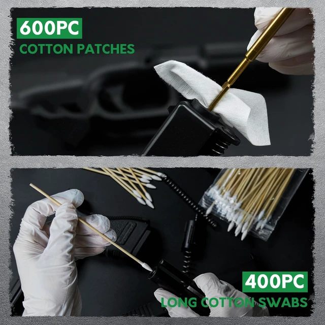 Alt view image 5 of 7 - Gun Cleaning Kit - 6" Cotton Swabs and 2" Cleaning Patches | Sturdy, Lint-Free Gun Cleaning Supplies, Pointed Tips for Firearm, Crafts, Electronics, Art& Crafts