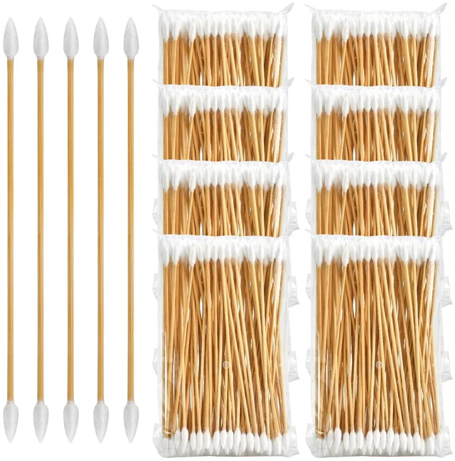 Main image of 800PCS Gun Cleaning Swabs, FSC Bamboo Handle, 6-Inch Double-Ended | Lin-Free swab for gun cleaning, electronics, cameras, crafts, and household use; ideal for small areas, and detailed cleaning