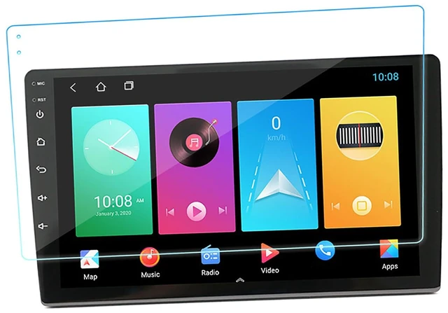 Main image of Tbest Car Screen Protector 10 Inch Anti Glare Tempered Glass | Anti fingerprint coating, scratch tempered film, for central control display, easy install, cleaning kit