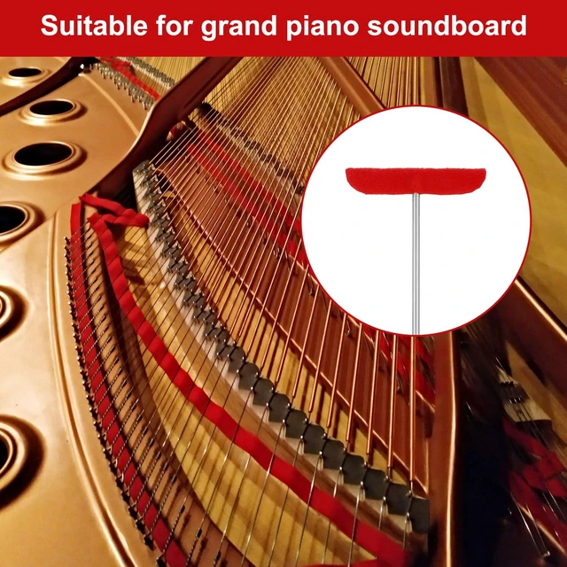 Alt view image 3 of 6 - PEUTIER 4pcs Grand Piano Soundboard Cleaning Tools, Big & Small Brush Head Cleaning Tool with Extension Rod and Soft Fiber Cloth Piano Cleaner and Polish Kit