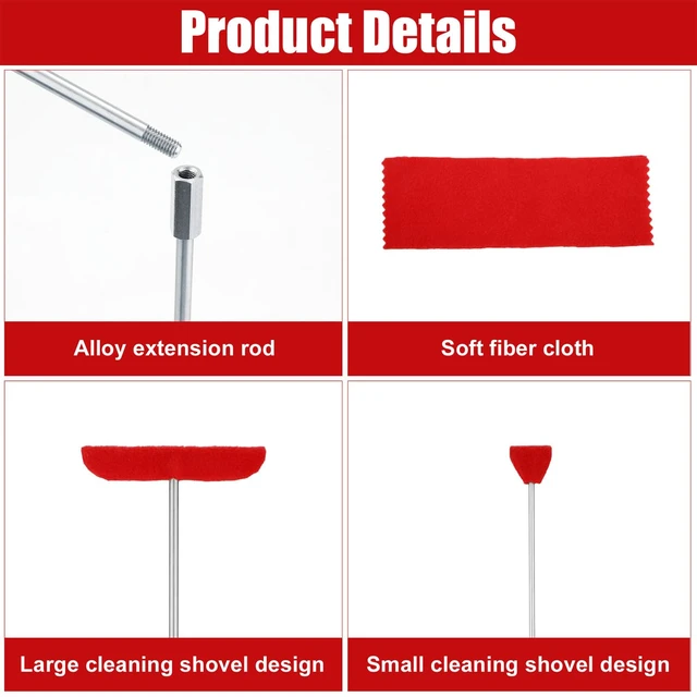 Alt view image 4 of 6 - PEUTIER 4pcs Grand Piano Soundboard Cleaning Tools, Big & Small Brush Head Cleaning Tool with Extension Rod and Soft Fiber Cloth Piano Cleaner and Polish Kit