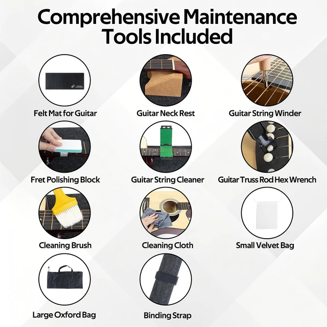 Alt view image 4 of 7 - Guitar Repair Mat Kit with Neck Rest, Felt Work Mat, String Winder, Fret Polishing Tools, Cleaning Accessories and Storage Bags Complete Maintenance Set for Acoustic & Electric Guitars