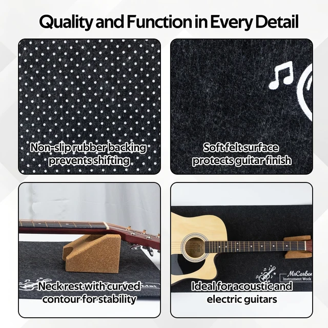 Alt view image 5 of 7 - Guitar Repair Mat Kit with Neck Rest, Felt Work Mat, String Winder, Fret Polishing Tools, Cleaning Accessories and Storage Bags Complete Maintenance Set for Acoustic & Electric Guitars