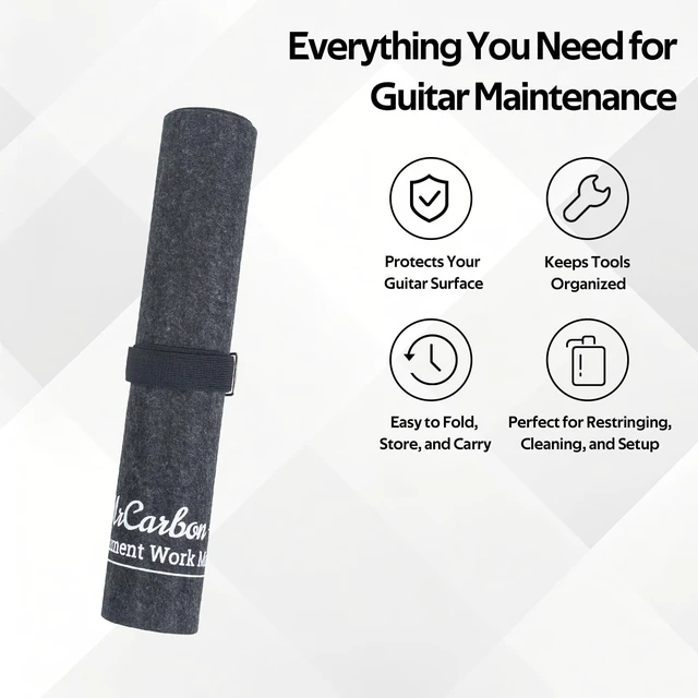 Alt view image 6 of 7 - Guitar Repair Mat Kit with Neck Rest, Felt Work Mat, String Winder, Fret Polishing Tools, Cleaning Accessories and Storage Bags Complete Maintenance Set for Acoustic & Electric Guitars