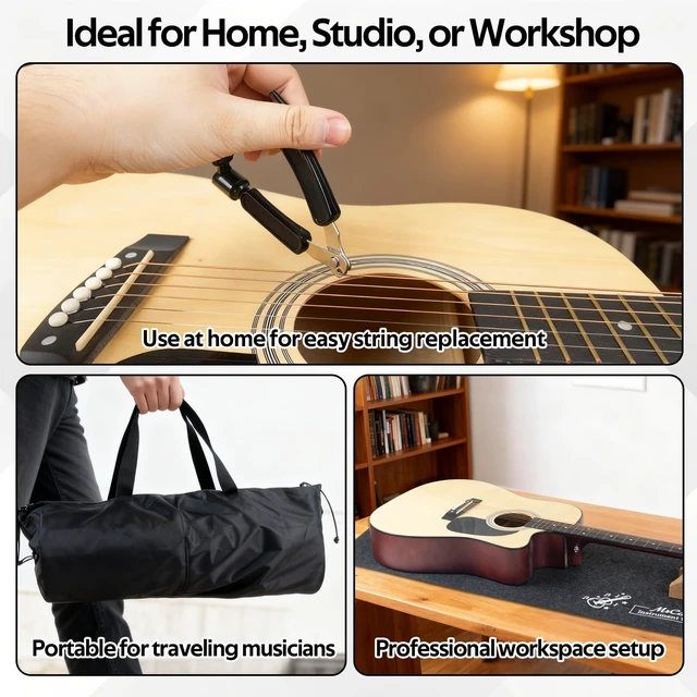 Alt view image 7 of 7 - Guitar Repair Mat Kit with Neck Rest, Felt Work Mat, String Winder, Fret Polishing Tools, Cleaning Accessories and Storage Bags Complete Maintenance Set for Acoustic & Electric Guitars