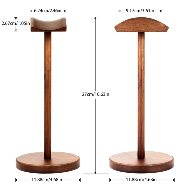 Alt view image 5 of 6 - Plehood Walnut Wood Headphone Stand for Desk, Heavy Duty Wooden Headset Stand, Wide Compatibility Gaming Headset Hanger Holder, Stylish Desk Accessories for Home & Office