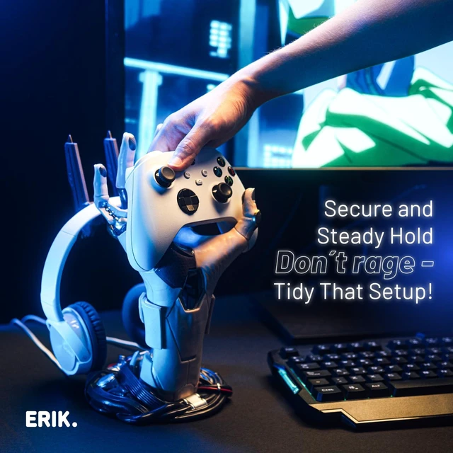 Alt view image 4 of 7 - Grupo Erik Cyberpunk Gaming Controller Holder | Gaming Equipment | Headphone Stand & Controller | Gaming Accessories for Desk | Halloween Decorations Headset stand, gaming room decor
