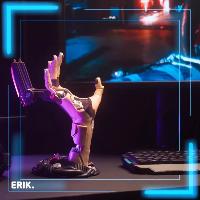 Alt view image 6 of 7 - Grupo Erik Cyberpunk Gaming Controller Holder | Gaming Equipment | Headphone Stand & Controller | Gaming Accessories for Desk | Halloween Decorations Headset stand, gaming room decor