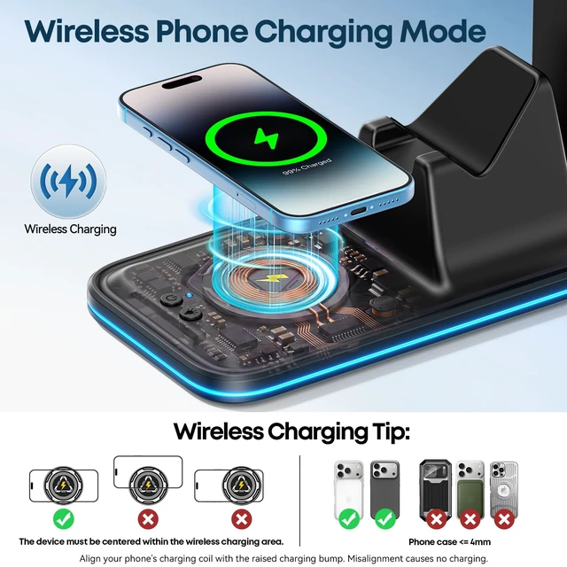 Alt view image 2 of 7 - Controller Stand with Wireless Phone Charger, Gaming Headphone Holder and Controller Charging Station for Desk, 9 RGB Lights, 2 USB and Type C Ports, Gaming Accessories Gifts for Gamers
