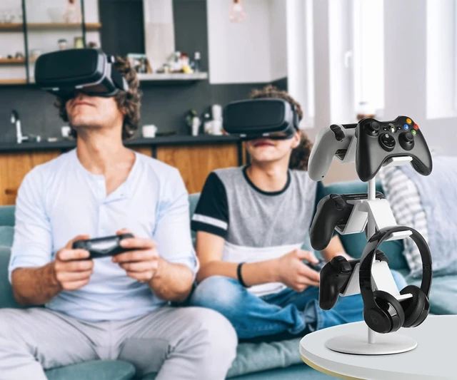 Alt view image 3 of 7 - KELJUN Controller Holder White, Headset Holder,Great 3 Tier Controller Headphone Organizer for All Headsets Xbox ONE 360 Switch PS4 PS5 (Elegant White)