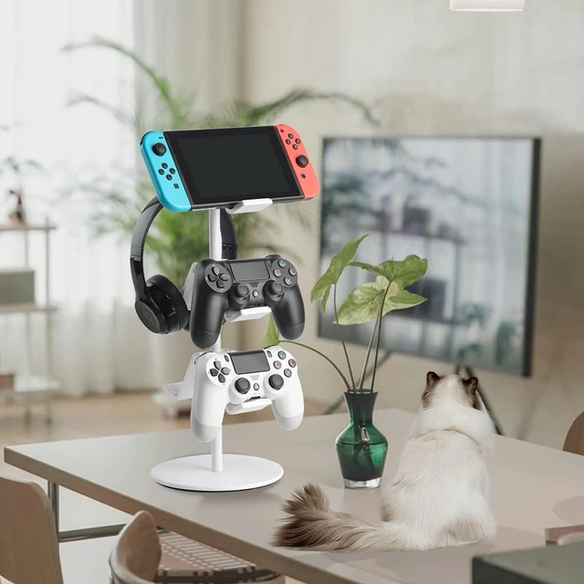 Alt view image 2 of 7 - KELJUN Controller Holder White, Headset Holder,Great 3 Tier Controller Headphone Organizer for All Headsets Xbox ONE 360 Switch PS4 PS5 (Elegant White)