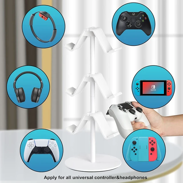 Alt view image 5 of 7 - KELJUN Controller Holder White, Headset Holder,Great 3 Tier Controller Headphone Organizer for All Headsets Xbox ONE 360 Switch PS4 PS5 (Elegant White)