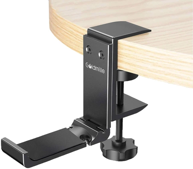 Main image of Goldmille Aluminum Headphone Stand Hanger Foldable with Cable Clip - | Goldmille Headset Holder Clamp Hook Under Desk, Save Your Space While Working & Gaming