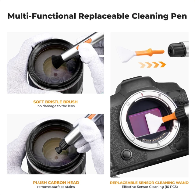 Alt view image 3 of 7 - K&F CONCEPT 32-in-1 Pro Camera Cleaning Kit for Professional Photographers | Replaceable Lens Pen, Safe For Devices, Fast Dry Wipes Remove Oil And Streaks, Portable, Multi Tools, Storage Bag, MK05