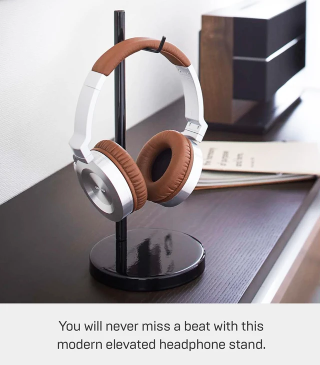 Alt view image 2 of 6 - YAMAZAKI Home Beautes Office Desk Headphone Stand - Headset Holder - Round Base - Steel