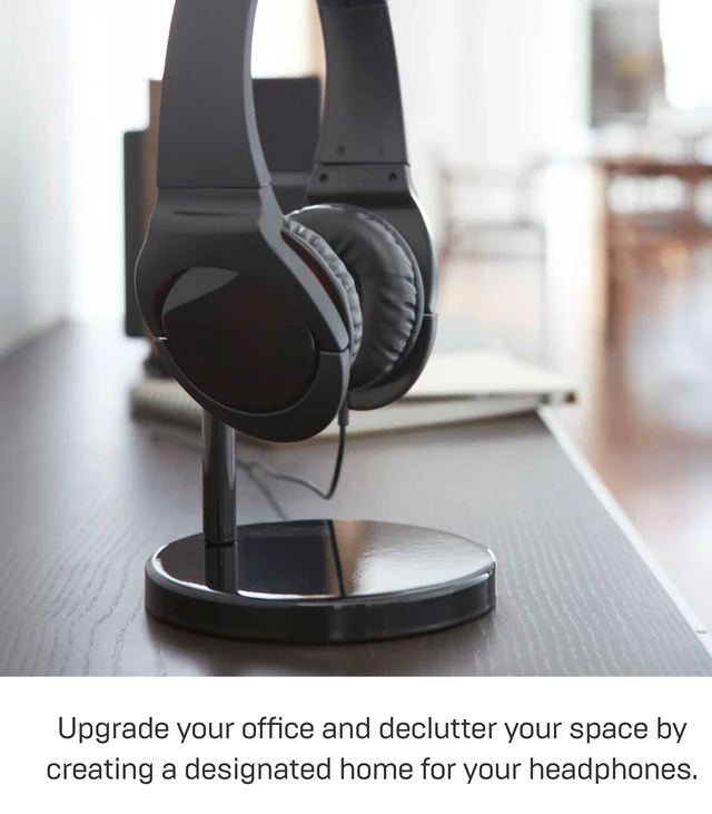 Alt view image 3 of 6 - YAMAZAKI Home Beautes Office Desk Headphone Stand - Headset Holder - Round Base - Steel
