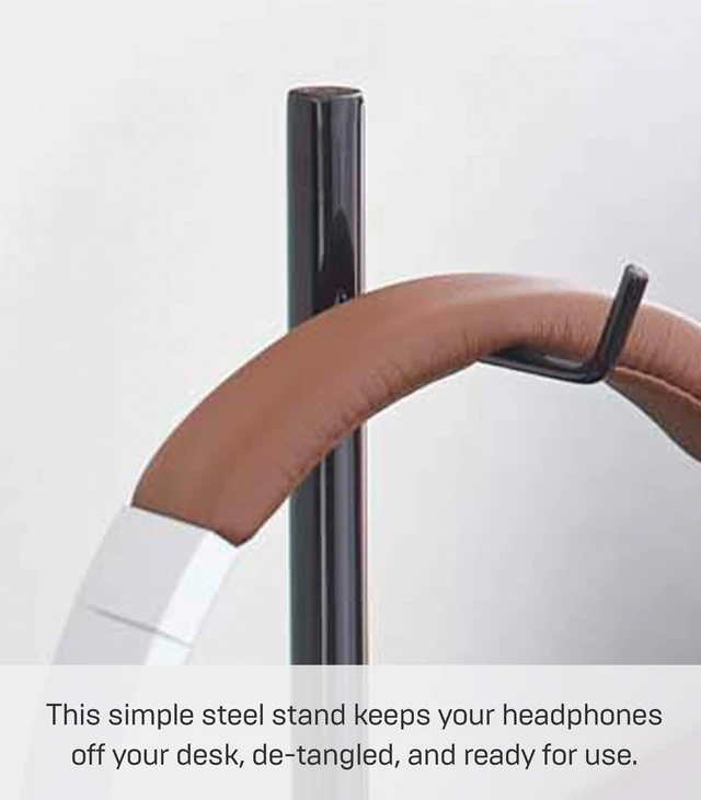 Alt view image 4 of 6 - YAMAZAKI Home Beautes Office Desk Headphone Stand - Headset Holder - Round Base - Steel