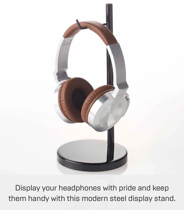 Alt view image 5 of 6 - YAMAZAKI Home Beautes Office Desk Headphone Stand - Headset Holder - Round Base - Steel