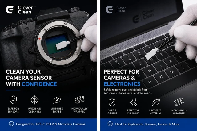 Alt view image 3 of 7 - Clever Clean APS-C Camera Sensor Cleaning Swabs KIt- Professional Sensor Cleaning Kit for DSLR & Mirrorless Cameras- APS-C Sensor Swabs with Microfiber Cloth