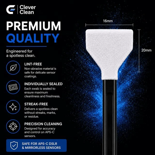 Alt view image 5 of 7 - Clever Clean APS-C Camera Sensor Cleaning Swabs KIt- Professional Sensor Cleaning Kit for DSLR & Mirrorless Cameras- APS-C Sensor Swabs with Microfiber Cloth