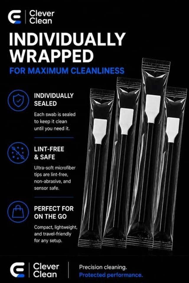 Alt view image 6 of 7 - Clever Clean APS-C Camera Sensor Cleaning Swabs KIt- Professional Sensor Cleaning Kit for DSLR & Mirrorless Cameras- APS-C Sensor Swabs with Microfiber Cloth