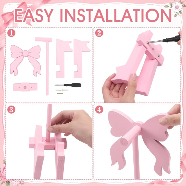 Alt view image 3 of 6 - Mifoci Pink Bow Headphone Stand with Gaming Controller Holder | Cute Wooden Controller and Headset Stand Pink Computer Gaming Equipment Accessories for Office Desk Women Gamer Birthday Gift